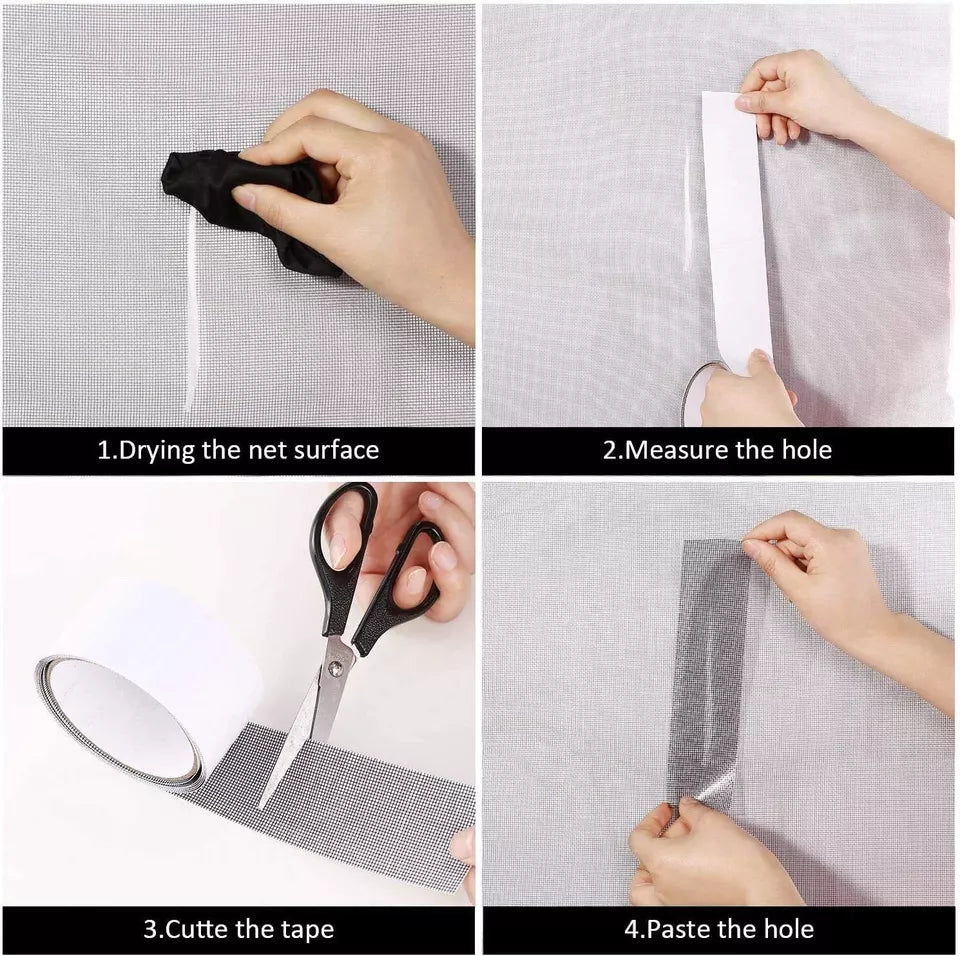 3 Meter Mesh Roll Tape | Self-Adhesive Window Screen Repair Patch | Anti-Insect Fiberglass