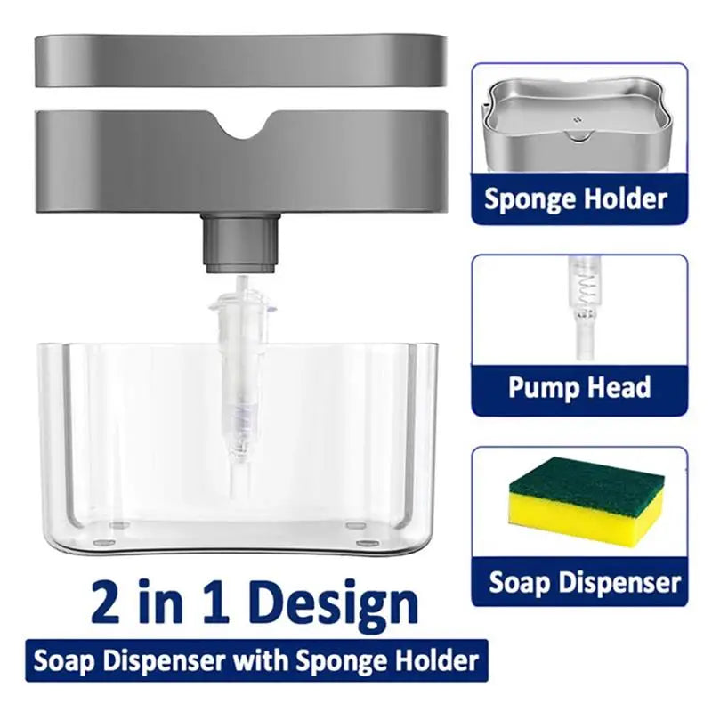 Kitchen Soap Pump Dispenser with Sponge Holder