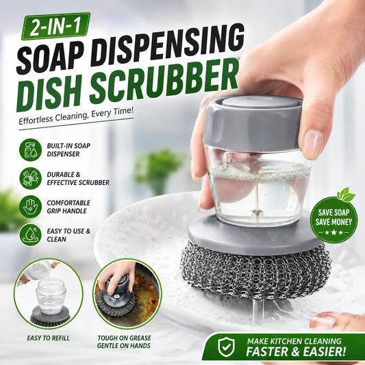 Buy 1 Get 1 FREE | Kitchen Dish Scrubber with Soap Dispenser | 2 Pcs