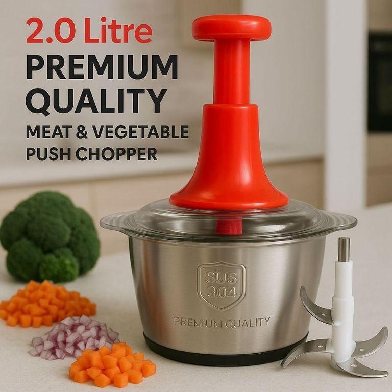 2L Manual Food Chopper – Stainless Steel Vegetable Cutter