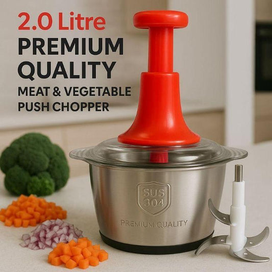2L Manual Food Chopper – Stainless Steel Vegetable Cutter