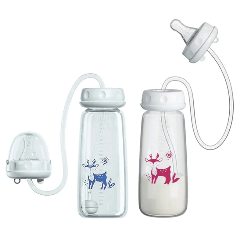 Handsfree Baby Feeding Bottle 240ml With Silicone Tube & Nipple | BPA-Free