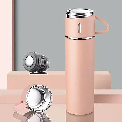 3 In 1 Vacuum Thermal Flask With Cup Set (Random Color)