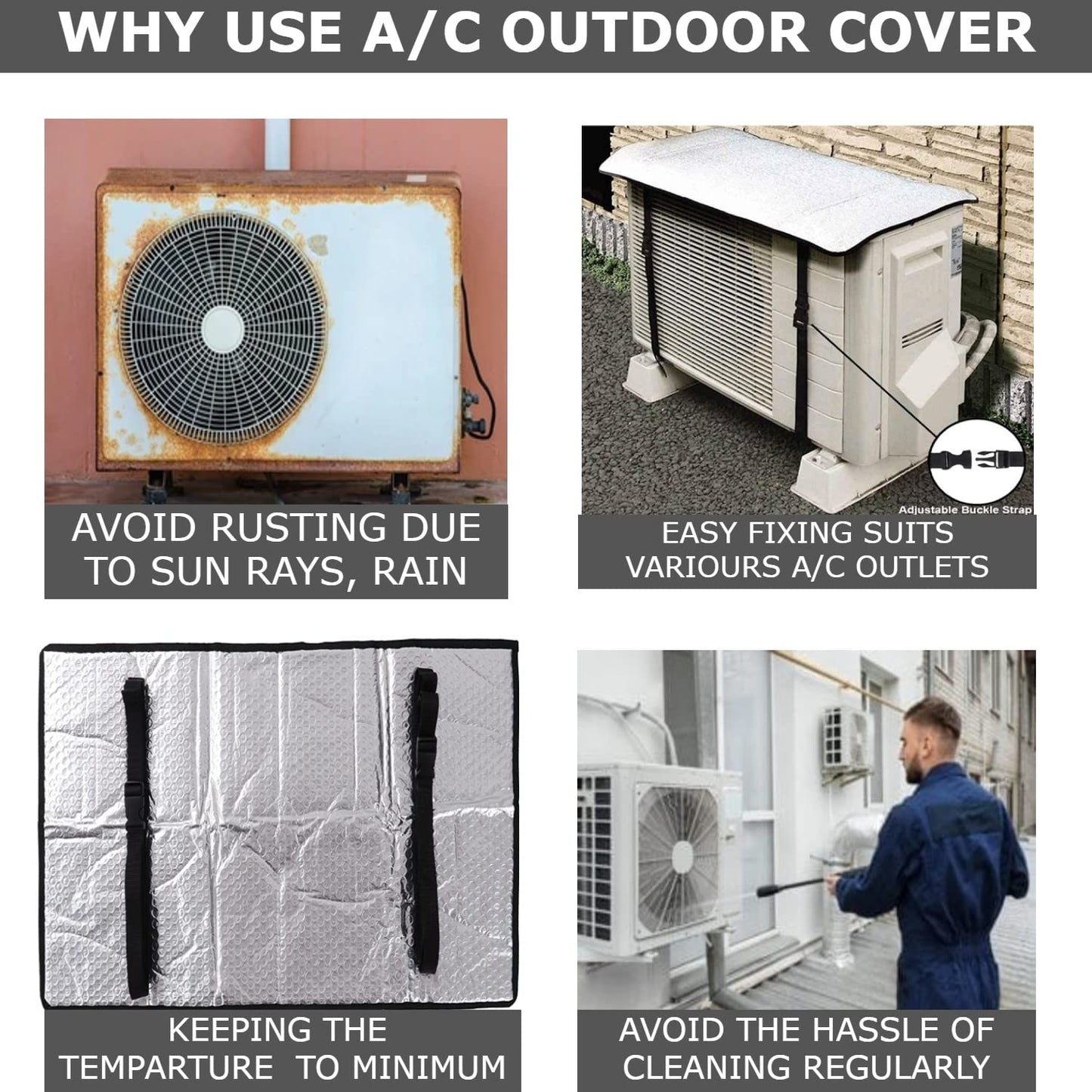 Heavy Duty AC Outdoor Cover – Waterproof, Sun & Dust Protection (1–1.5 Ton)