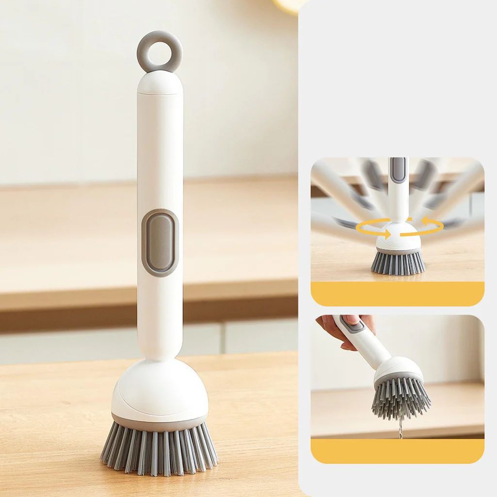 2-in-1 Adjustable Handle Dish Cleaning Brush with Soap Dispenser