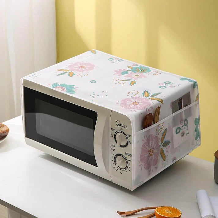 Fridge + Microwave Oven Cover Top with Storage Pockets – Dustproof & Washable