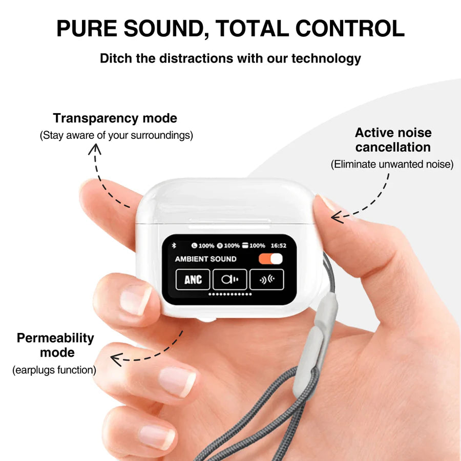 A9 Pro Wireless Earbuds Bluetooth Headphones with Smart Touch Screen ANC