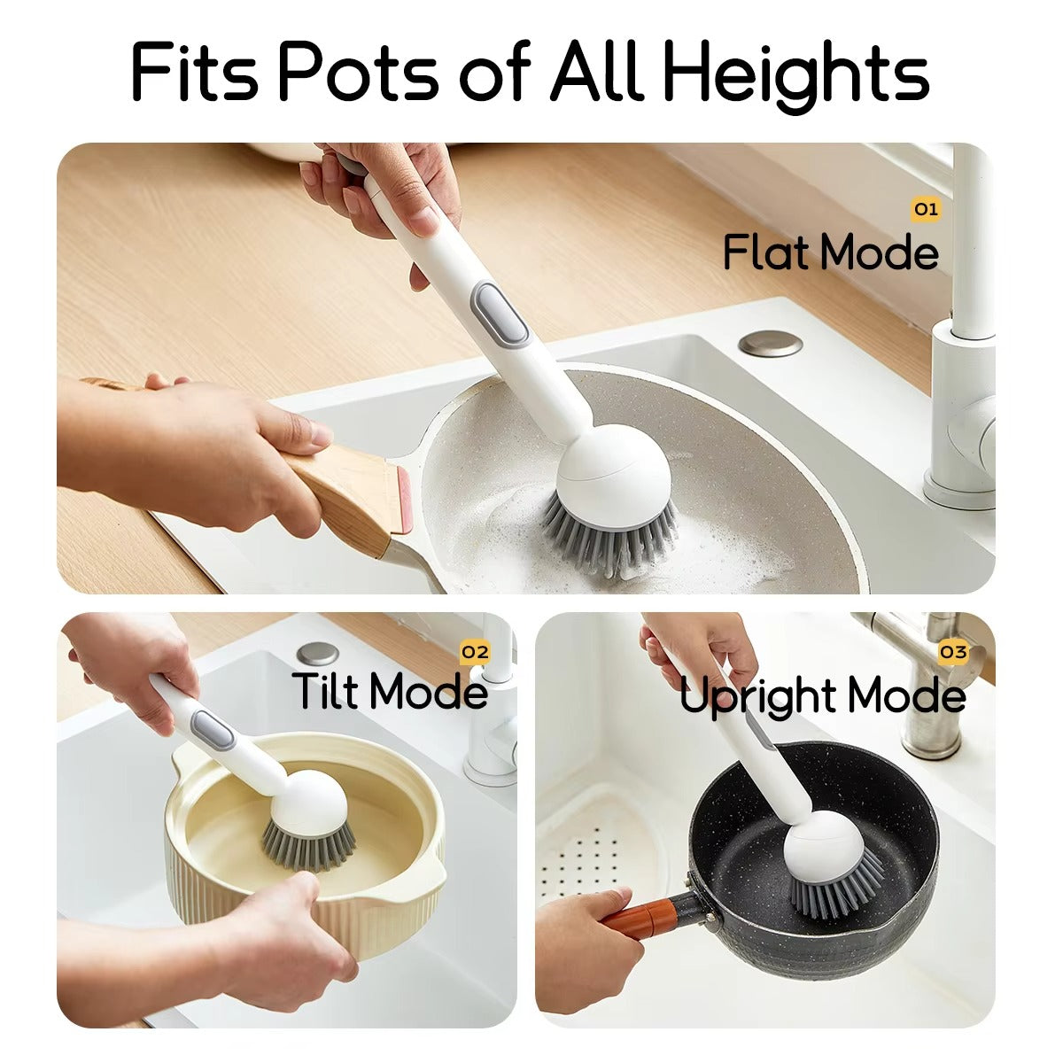 2-in-1 Adjustable Handle Dish Cleaning Brush with Soap Dispenser