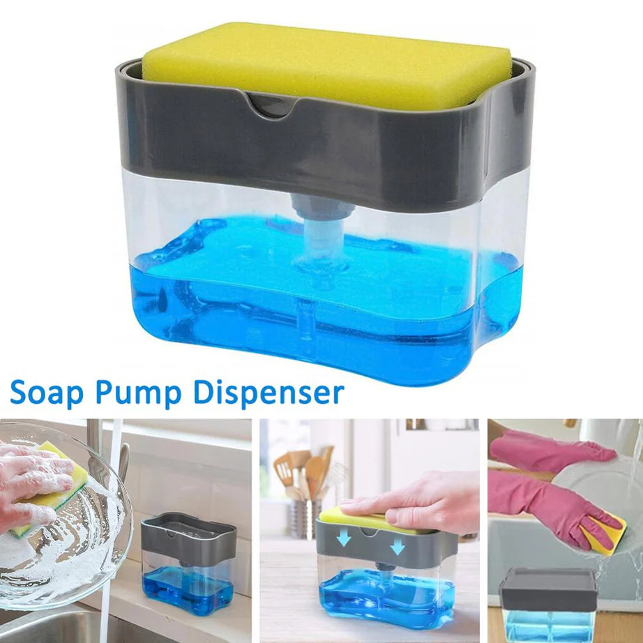 Kitchen Soap Pump Dispenser with Sponge Holder