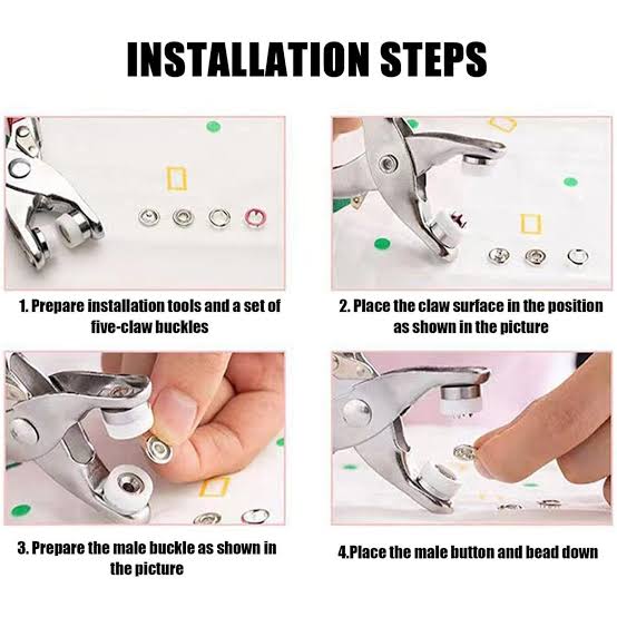 Metal Snap Button Set With Hand Press Plier