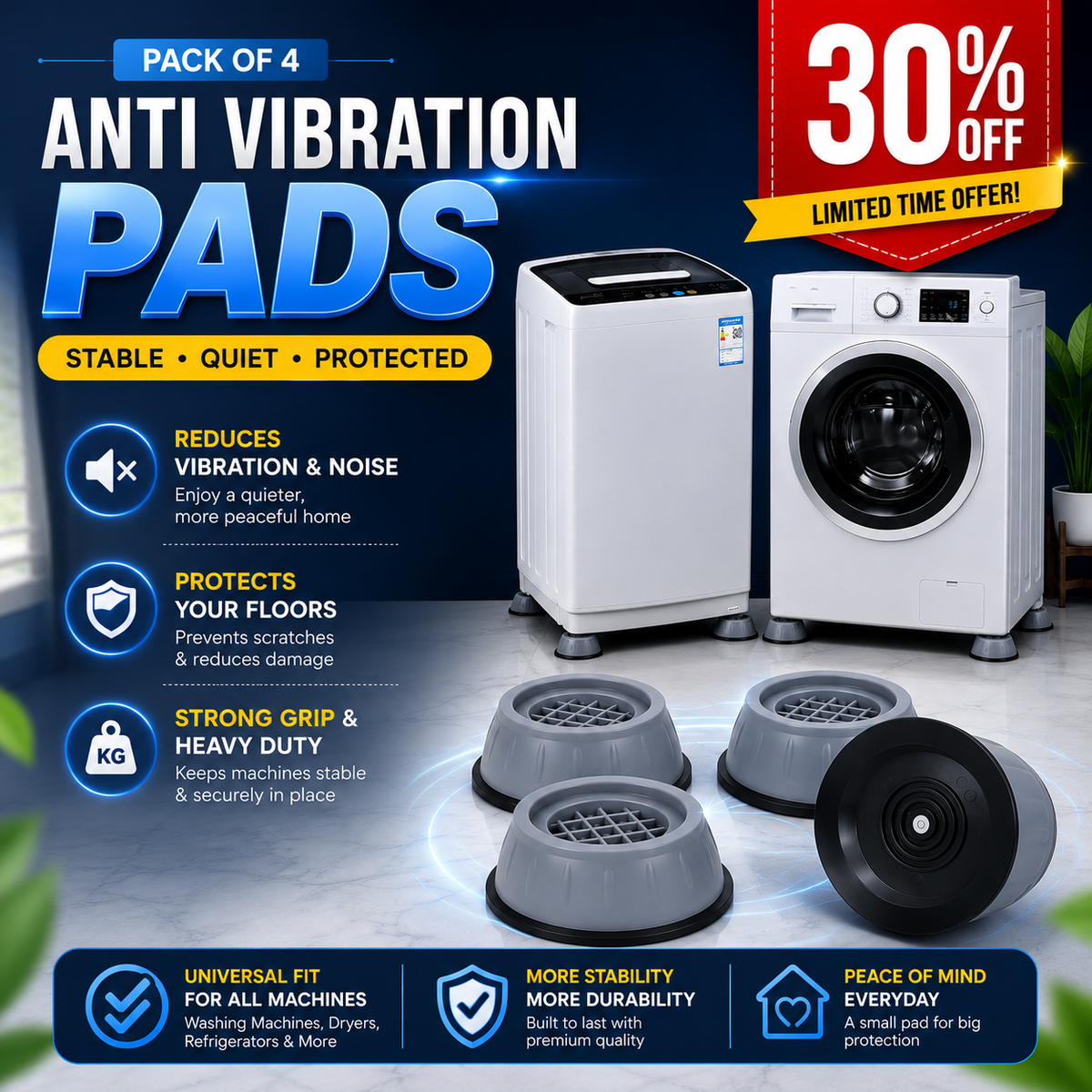 Anti Vibration Washing Machine Feet Pads