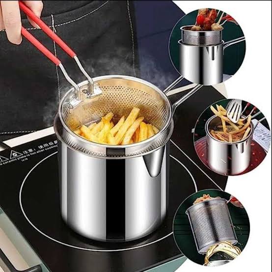 Stainless Steel Deep Fryer Pot with Strainer Basket
