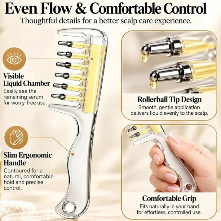 Scalp Applicator Refillable Comb for Hair Oil & Scalp Massage | Unisex