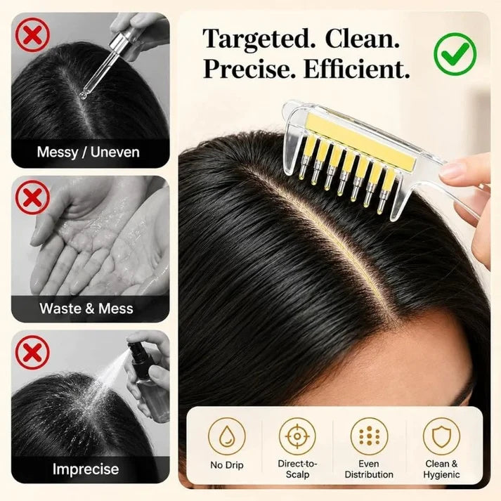Scalp Applicator Refillable Comb for Hair Oil & Scalp Massage | Unisex